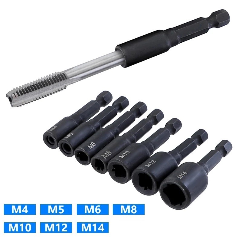 Tap Die Set - 6pcs Tap Die Socket Adapter 1/4