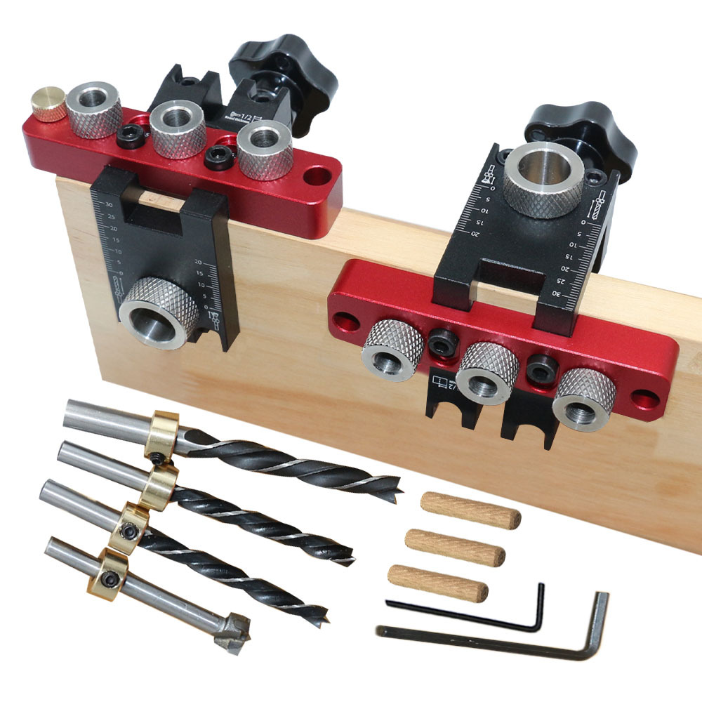 Dowel Jig Kit - 3-in-1 universele deuvel- en zakgatmal, verstelbare