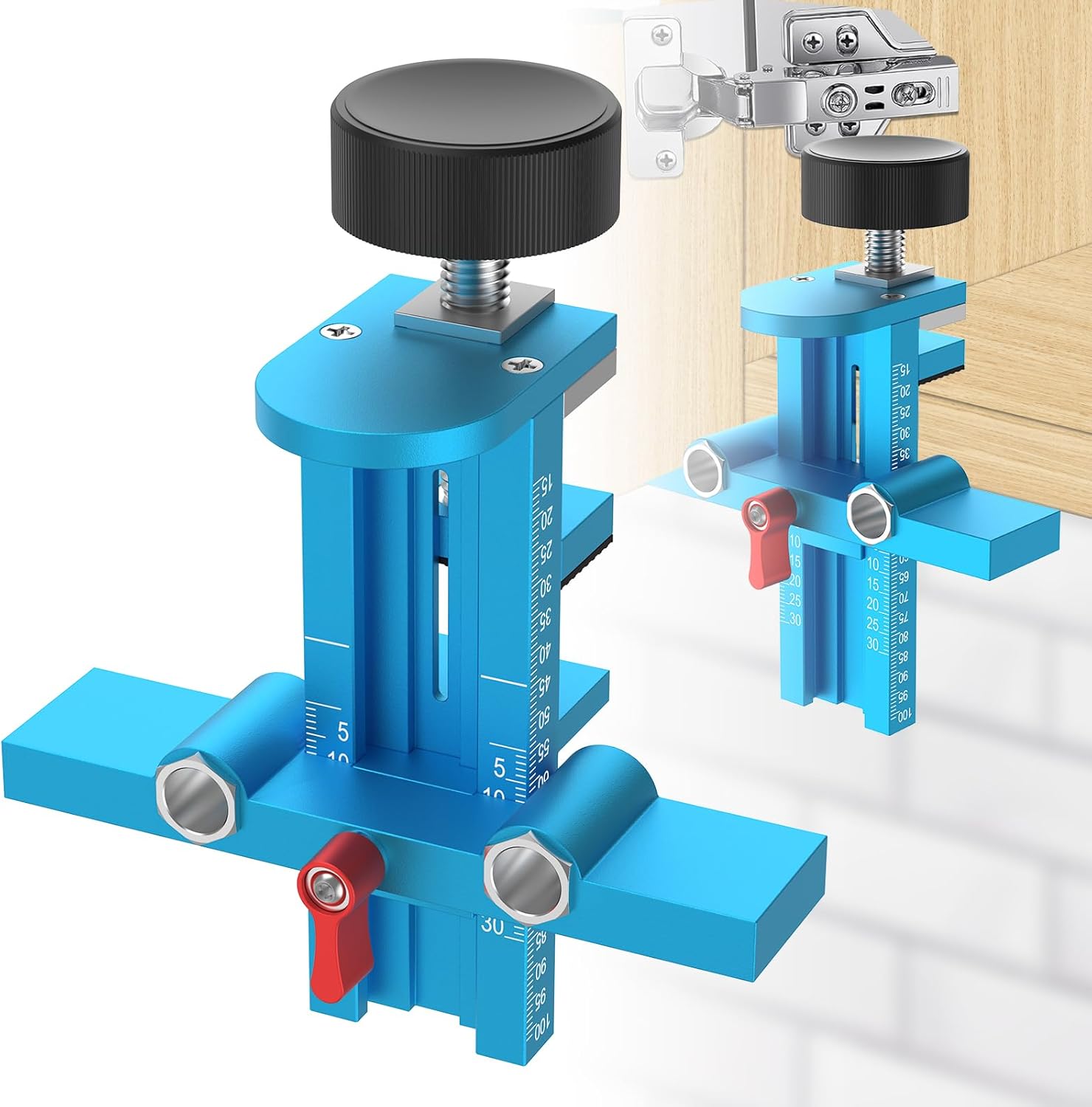 Dowel Jig Kit - 3-in-1 kastdeur montagehulpstuk terugloopbeveiliging gereedschap installatiepositioneerder