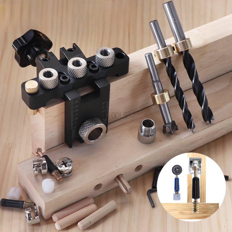 Dowel Jig Kit - 3-in-1 verstelbare deuvelmal 8/10/15MM deuvelboorgeleiderset houtbewerking