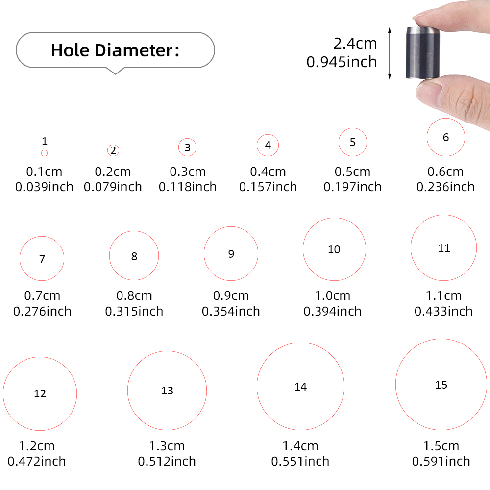 1 Set met 15 maten ronde ponsm - Tap Die Set recensie en prijs